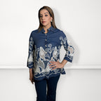 Embroidered Denim Shirt - Dark Blue
