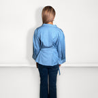 Tie-Waist Button-Down Shirt - Light Blue