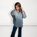 Oversized Ombre Denim Shirt - Ombre Blue