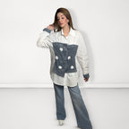 Denim Corset Panel Shirt - White