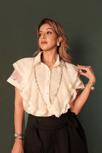 Lace Ruffle Shirt - Ivory